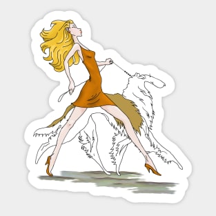 Walking with "Putin",  the Borzoi. Sticker